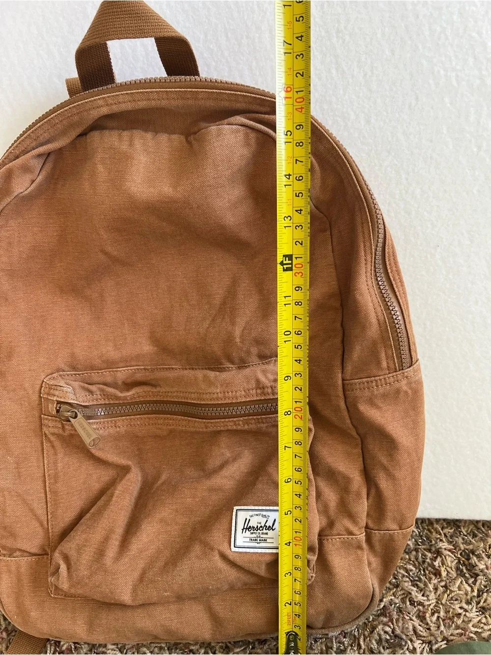 Herschel Supply Co Cotton Canvas Backpack Camel Brown Laptop School Travel